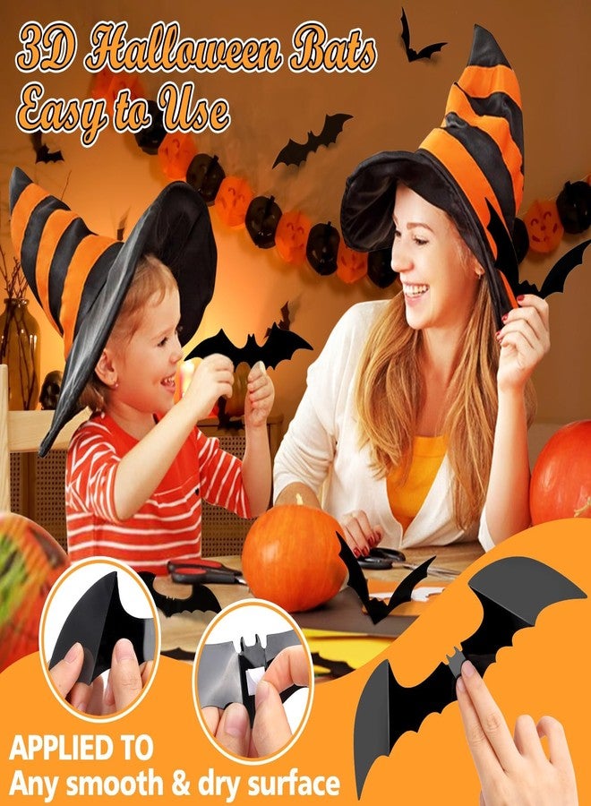 LUDILO 100pcs Bats Halloween Decorations: Halloween Bats Wall Décor Bat Stickers Decals PVC 3D Wall Bat Scary Stickers Halloweens Party Decorations Indoor Outdoor DIY Home Window Door Décor - Image 3